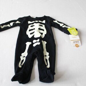Baby Carter's Halloween Glow-In-The-Dark Skeleton Jumpsuit Unisex NB Newborn NWT